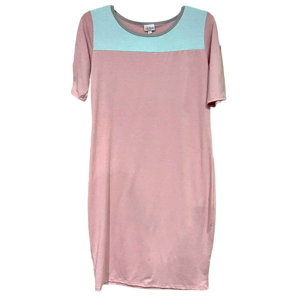 LulaRoe NWOT Pink and Teal Julia Dress Size XL Made in USA